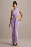 Beline Lavender One-Shoulder Cut-Out Maxi Dress With Drape
