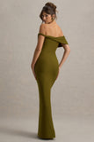 Melika Green Twisted Bardot Maxi Dress