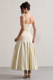 Parida Cream Poplin Drop-Waist Maxi Dress With Peplum Hem