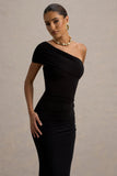 Alethea Black Asymmetric Bardot Maxi Dress