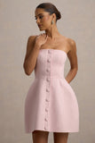 Anniston Pink Bandeau Tailored Button Mini Dress