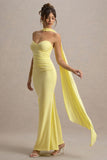 Rosabel Lemon Sweetheart Maxi Dress With Sash