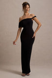 Alonza Black Twisted Bardot Maxi Dress