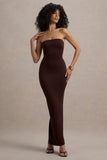 Angelie Brown Bandeau Bodycon Maxi Dress