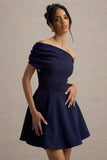 Agnes Navy One-Shoulder Mini Dress