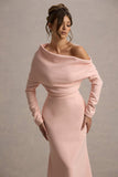 Lou Pink One-Shoulder Asymmetric Maxi Dress