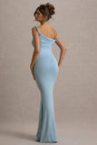 Lita Powder Blue Twisted Asymmetric Maxi Dress