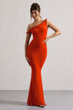 Lita Orange Twisted Asymmetric Maxi Dress