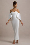 Dalani White Corset Maxi Dress With Satin Puff Sleeves