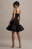 Jacque Black Drop-Waist Midi Dress With Volume Hem