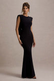 To The Moon Black Cowl-Back Maxi Dress
