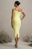 Salome Lemon Twisted Asymmetric Maternity Midi Dress