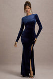Rayla Navy Velvet Maxi Dress With Split