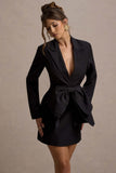 Prized Black Tailored Blazer Mini Dress With Bow