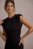 Elyna Black High-Neck Draped Flared-Leg Jumpsuit