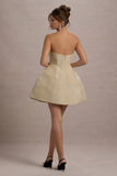 Clarabell Cream Sequin Bandeau Structured Mini Dress