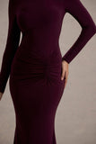 Reid Plum Long-Sleeve Gathered Maxi Dress