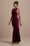 Amelita Port Satin Cowl-Neck Maxi Dress