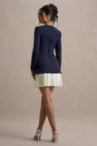 Lysette Navy Sweetheart Long-Sleeve Mini Dress