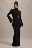 Anderson Black High-Neck Cut-Out Maxi Dress