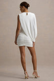 Fortuna White Ruched Mini Dress With One-Sleeve