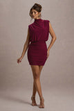Nymeria Port High-Neck Draped Bodycon Mini Dress