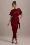 Mika Port Satin Short-Sleeve Wrap Maxi Dress