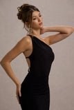 Dressing Up Black One Shoulder Maxi Dress With Open Back Detail