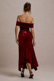 Halia Berry Velvet Bardot Midi Dress