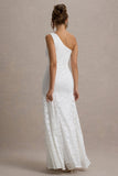 Gigou White Lace Asymmetric Maxi Dress