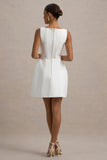 Cheri White Tailored Sleeveless Mini Dress