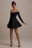 Alliste Black Lace Bardot Mini Dress