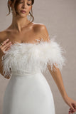 Palace White Bardot Mini Dress With Feather Trim