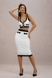 Dione Black & White Knit Midi Skirt