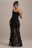 All Of Me Black Sequin Sheer Maxi Dress With Flowers