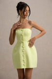 Anniston Lemon Bandeau Tailored Button Mini Dress