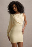 Delia Lemon One-Sleeve Mini Dress