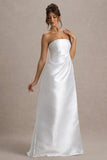 Universe White Bandeau Split Puff-Skirt Maxi Dress