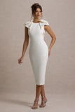 Aubrie Ecru Midi Dress With Bow Details