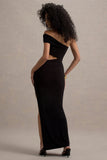 Milos Black One-Shoulder Cut-Out Maxi Dress With Split