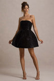 Clarabell Black Sequin Bandeau Structured Mini Dress