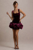 Sutton Port Velvet Square-Neck Ruffle-Hem Mini Dress