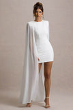 Elysium White Bodycon Mini Dress With Chiffon Cape