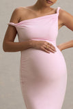 Lita Pink Twisted Asymmetric Maternity Maxi Dress