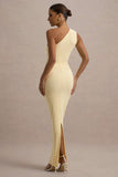 Dalarie Lemon One-Shoulder Gathered Maxi Dress