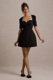 Johanna Black Sweetheart Short-Sleeve Mini Dress