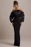 Cyrene Black Ruffled Maxi Dress