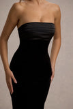 Ambrosi Black Velvet Bandeau Maxi Dress