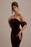 Amandine Port Velvet Bardot Maxi Dress
