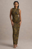 Jacinda Yellow Floral Print Bodycon Maxi Dress